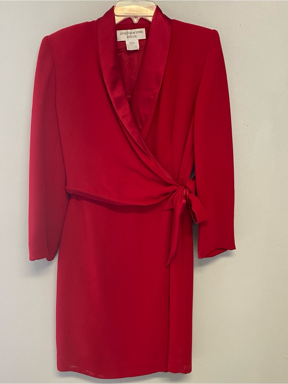 Jones New York Crimson Wrap Top Dress with Tie Waist